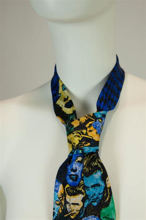 Gianni Versace Marilyn & James Dean Print Silk Neck Tie 